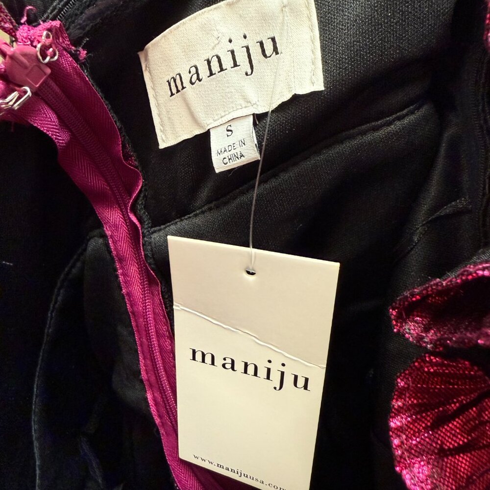 Pleated Ruffle Magenta Mini Dress - Picture 3 of 3